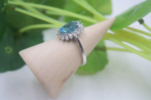 Planet Gates 925 Fine Sterling Silver Ring Women’s 14mm Topaz Round Shine Zircon Ring Elegant Beauty Zircon Ring US 6-7