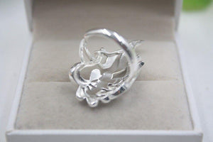 Planet Gates 925 Fine Sterling Silver Ring Women’s 35mm Big Ring Elegant Retro Peacock Zircon Ring US 6-9