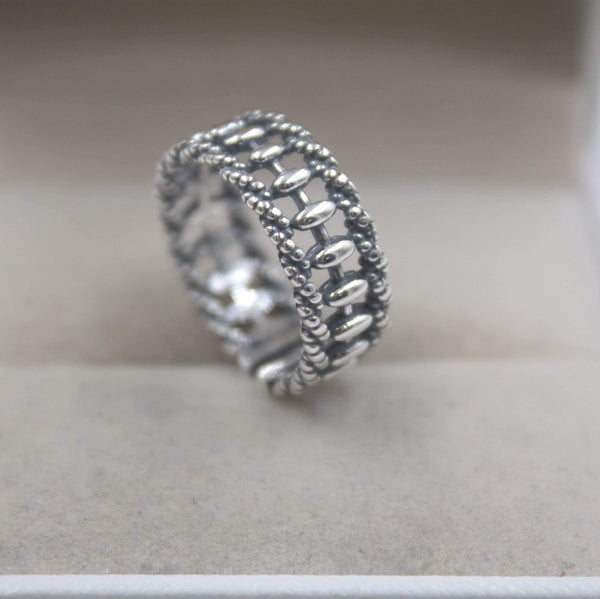 Planet Gates 925 Fine Sterling Silver Ring Women’s 7mm Abacus Ring Elegant Retro Beauty Zircon Ring US 6-9