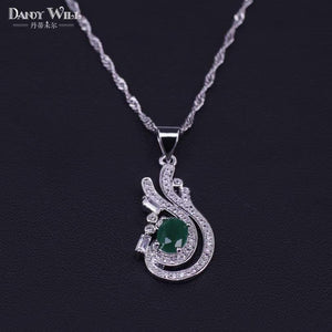 Planet Gates 925 Jewelry Costume Wedding Jewelry Sets Olive Green Zirconia Earrings For Women Rings Pendant Necklace Set Gift Box