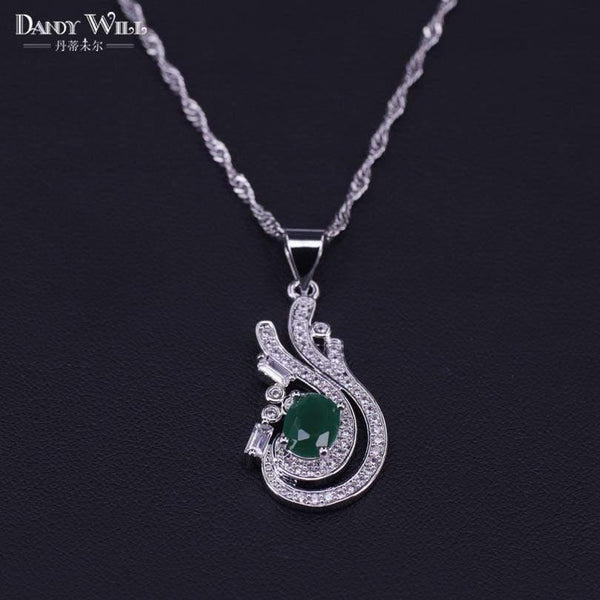 Planet Gates 925 Jewelry Costume Wedding Jewelry Sets Olive Green Zirconia Earrings For Women Rings Pendant Necklace Set Gift Box