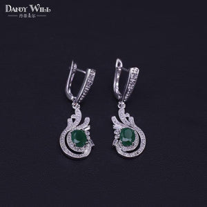 Planet Gates 925 Jewelry Costume Wedding Jewelry Sets Olive Green Zirconia Earrings For Women Rings Pendant Necklace Set Gift Box
