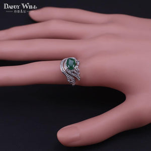 Planet Gates 925 Jewelry Costume Wedding Jewelry Sets Olive Green Zirconia Earrings For Women Rings Pendant Necklace Set Gift Box