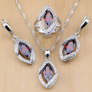 Planet Gates 925 Jewelry Red Cubic Zirconia White CZ Jewelry Sets For Women Wedding Earrings/Pendant/Necklace/Rings