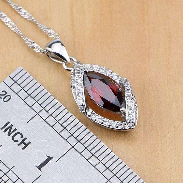 Planet Gates 925 Jewelry Red Cubic Zirconia White CZ Jewelry Sets For Women Wedding Earrings/Pendant/Necklace/Rings