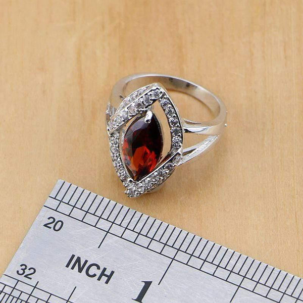 Planet Gates 925 Jewelry Red Cubic Zirconia White CZ Jewelry Sets For Women Wedding Earrings/Pendant/Necklace/Rings