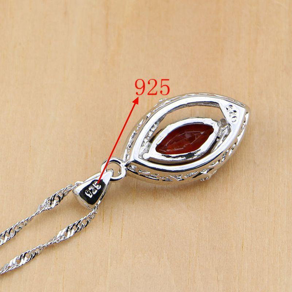 Planet Gates 925 Jewelry Red Cubic Zirconia White CZ Jewelry Sets For Women Wedding Earrings/Pendant/Necklace/Rings