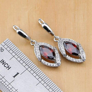 Planet Gates 925 Jewelry Red Cubic Zirconia White CZ Jewelry Sets For Women Wedding Earrings/Pendant/Necklace/Rings