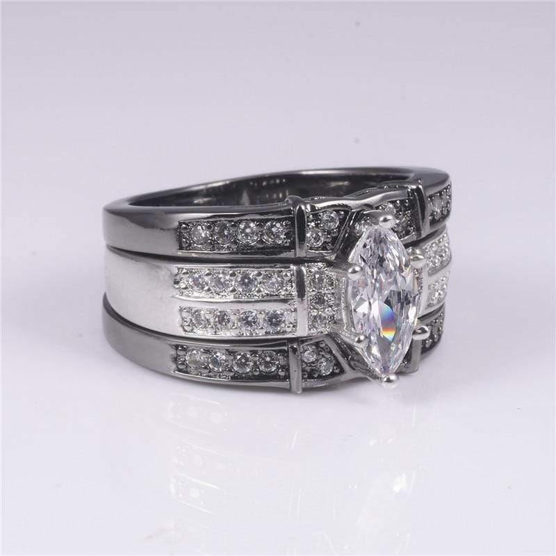 Planet Gates 925 Silver Black gold Gemstone Rings Finger Lady Marquise Cut white Diamond cz Cocktail Rings Wedding Bride jewelry for Women