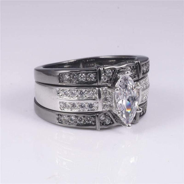 Planet Gates 925 Silver Black gold Gemstone Rings Finger Lady Marquise Cut white Diamond cz Cocktail Rings Wedding Bride jewelry for Women