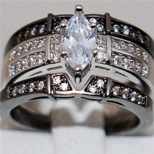 Planet Gates 925 Silver Black gold Gemstone Rings Finger Lady Marquise Cut white Diamond cz Cocktail Rings Wedding Bride jewelry for Women