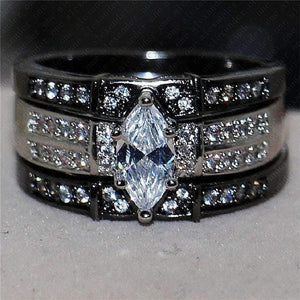 Planet Gates 925 Silver Black gold Gemstone Rings Finger Lady Marquise Cut white Diamond cz Cocktail Rings Wedding Bride jewelry for Women