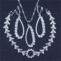 Planet Gates 925 Silver Costume Jewelry Set Lovely Round CZ Stone and Green Crystal Necklace Earring Ring Set For Women Present