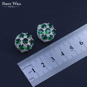 Planet Gates 925 Silver Costume Jewelry Set Lovely Round CZ Stone and Green Crystal Necklace Earring Ring Set For Women Present