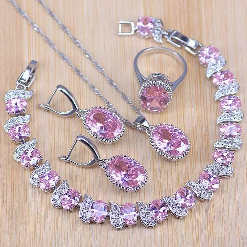 Planet Gates 925 Silver Costume Jewelry Sets White Zircon Bracelets Pendant&Necklace Rings Earrings