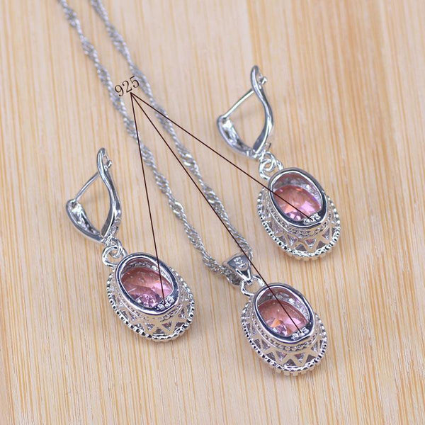 Planet Gates 925 Silver Costume Jewelry Sets White Zircon Bracelets Pendant&Necklace Rings Earrings