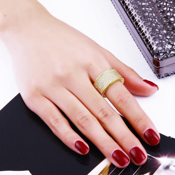 Planet Gates 925 Silver Gemstone Rings Finger Shining 320pcs Full Simulated Diamond Gold Ring for Women Men