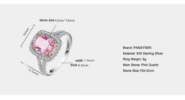 Planet Gates 925 Silver Jewelry Rings For Women 10x12mm Pink Spinel Diamond Fine Jewelry Bridal Wedding Engagement Ring