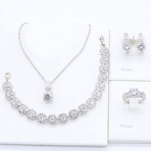 Planet Gates 925 Silver Jewelry Sets for Women Bracelet Necklace Pendant Ring Hoop Earrings Birthday Wedding Gift