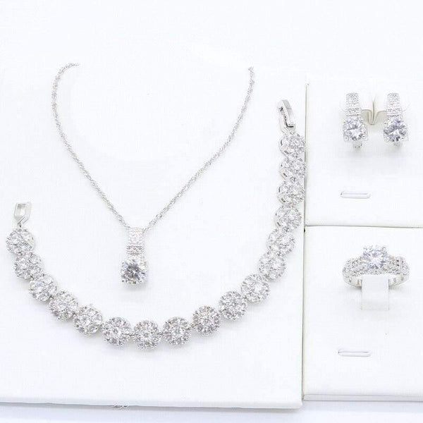 Planet Gates 925 Silver Jewelry Sets for Women Bracelet Necklace Pendant Ring Hoop Earrings Birthday Wedding Gift