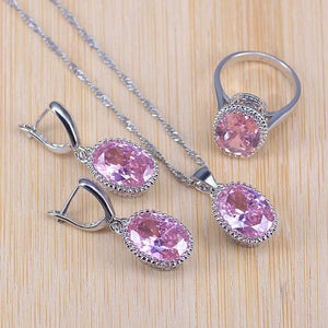 Planet Gates 925 Silver Jewelry Sets For Women Party Wedding 3PCS Earrings Necklace Pendant Rings