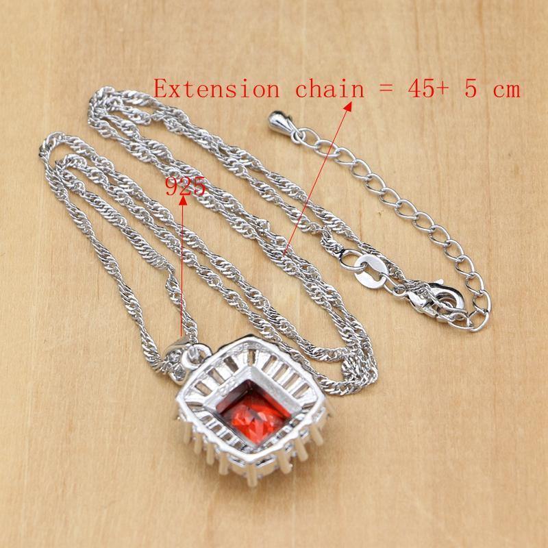 Planet Gates 925 Silver Jewelry Sets Red Zircon White Crystal Beads For Women Wedding Earrings/Rings/Necklace Set Dropshipping