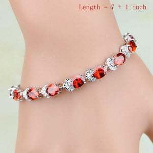 Planet Gates 925 Silver Jewelry Sets Red Zircon White Crystal Beads For Women Wedding Earrings/Rings/Necklace Set Dropshipping