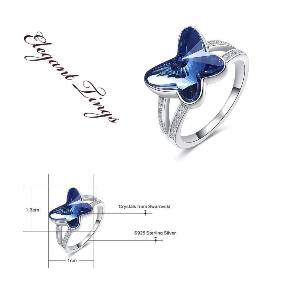 Planet Gates 925 Silver Ring Embellished with crystals from Swarovski Women Rings Fashion Butterfly Jewelry Ring Fine jewelry Charm Gifts