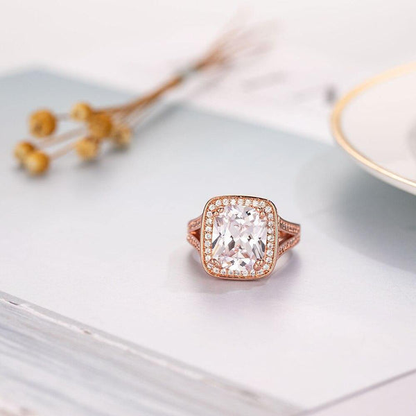 Planet Gates 925 Silver Ring finger Big pink Princess-cut 10ct Simulated Diamond Pave 192pcs cz Wedding Ring for Women  Jewelry