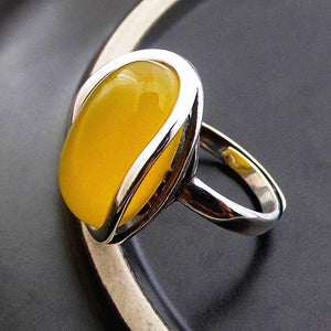 Planet Gates 925 Silver Rings for Women Yellow Topaz Agate Stone Ring Pure 925 Sterling Silver Rings for Women Jewelry Size Adjuste