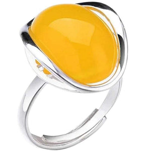 Planet Gates 925 Silver Rings for Women Yellow Topaz Agate Stone Ring Pure 925 Sterling Silver Rings for Women Jewelry Size Adjuste