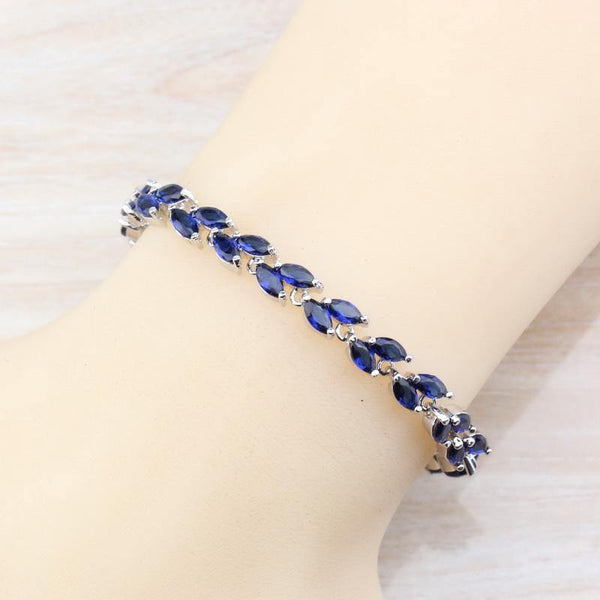 Planet Gates 925 Silver Sets With Natural Stones Blue CZ Earrings/Pendant And Necklace/Bracelet/Ring For Women Costume