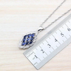 Planet Gates 925 Silver Sets With Natural Stones Blue CZ Earrings/Pendant And Necklace/Bracelet/Ring For Women Costume