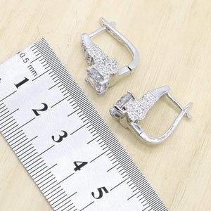 Planet Gates 925 Silver Wedding Jewelry Sets for Women Hoop Earrings Rings Necklace Pendant Birthday Gift Box