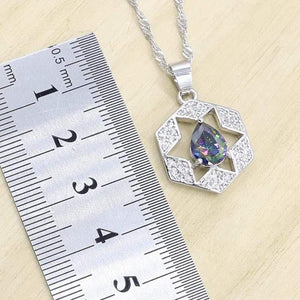 Planet Gates 925 Silver Wedding Jewelry Sets for women Multicolor Zircon Earrings Pendant Necklace Ring Bracelet Christmas Gift