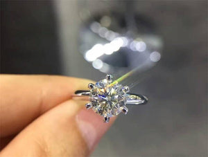 Planet Gates 925 Silver Wedding Rings Solitaire 6mm 2Ct SONA Diamond CZ Engagement Ring for Women size 4-9