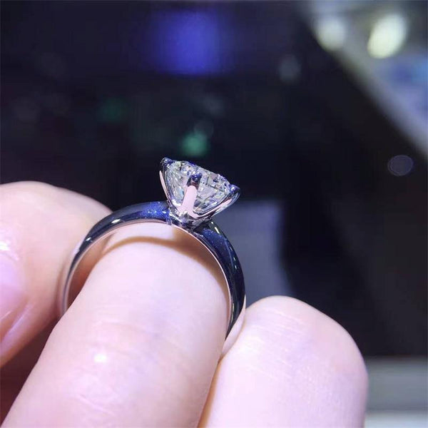 Planet Gates 925 Silver Wedding Rings Solitaire 6mm 2Ct SONA Diamond CZ Engagement Ring for Women size 4-9