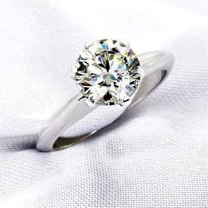 Planet Gates 925 Silver Wedding Rings Solitaire 6mm 2Ct SONA Diamond CZ Engagement Ring for Women size 4-9