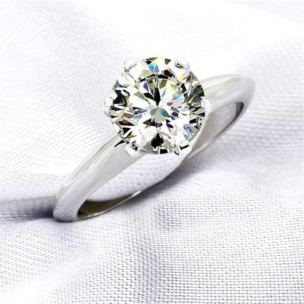 Planet Gates 925 Silver Wedding Rings Solitaire 6mm 2Ct SONA Diamond CZ Engagement Ring for Women size 4-9