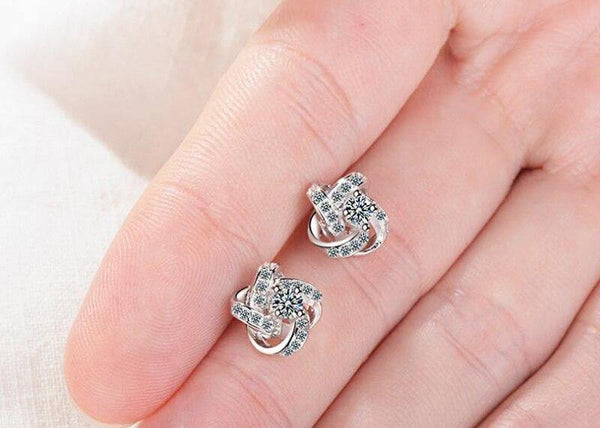 925 Solid Silver Crystal Stud Earrings For Women Luxury Cubic Zirconia Wedding Earring Jewelry Accessory