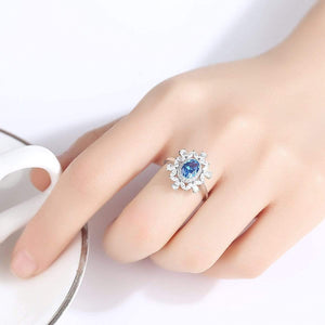 Planet Gates 925 Solid Sterling Silver Aquamarine Emerald Gemstone Wedding Engagement Diamonds Plant Ring Fine Jewelry Wholesale