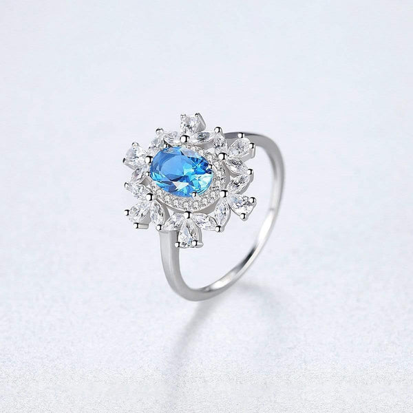 Planet Gates 925 Solid Sterling Silver Aquamarine Emerald Gemstone Wedding Engagement Diamonds Plant Ring Fine Jewelry Wholesale
