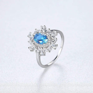 Planet Gates 925 Solid Sterling Silver Aquamarine Emerald Gemstone Wedding Engagement Diamonds Plant Ring Fine Jewelry Wholesale