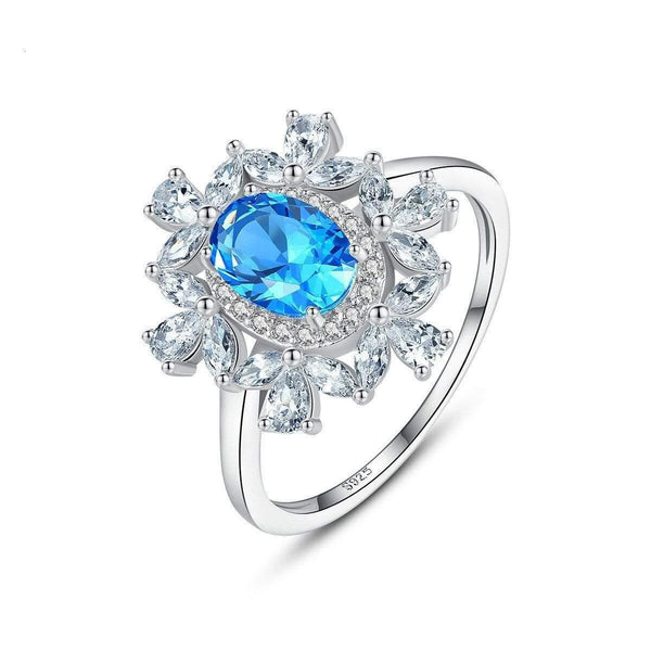 Planet Gates 925 Solid Sterling Silver Aquamarine Emerald Gemstone Wedding Engagement Diamonds Plant Ring Fine Jewelry Wholesale