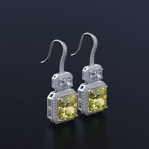 Planet Gates 925 Solid Sterling Silver Citrine Gemstone Drop Dangle Diamonds Wedding Party Hook Earrings Fine Jewelry Wholesale