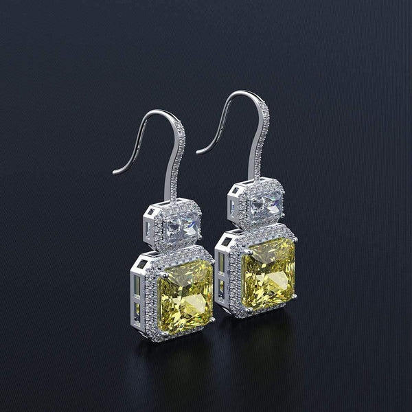 Planet Gates 925 Solid Sterling Silver Citrine Gemstone Drop Dangle Diamonds Wedding Party Hook Earrings Fine Jewelry Wholesale