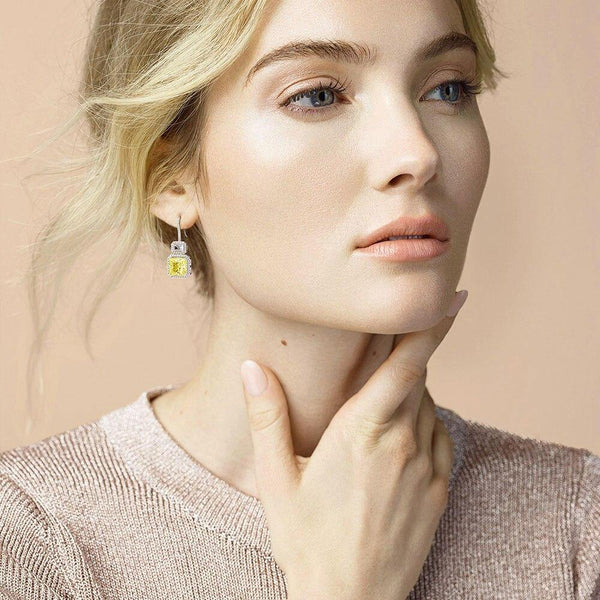 Planet Gates 925 Solid Sterling Silver Citrine Gemstone Drop Dangle Diamonds Wedding Party Hook Earrings Fine Jewelry Wholesale