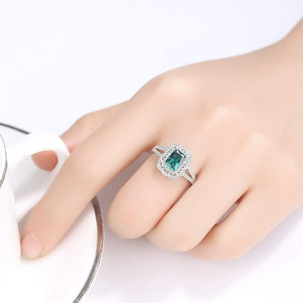 Planet Gates 925 Solid Sterling Silver Emerald Gemstone Wedding Engagement Diamonds Ring Women Fine Jewelry Wholesale