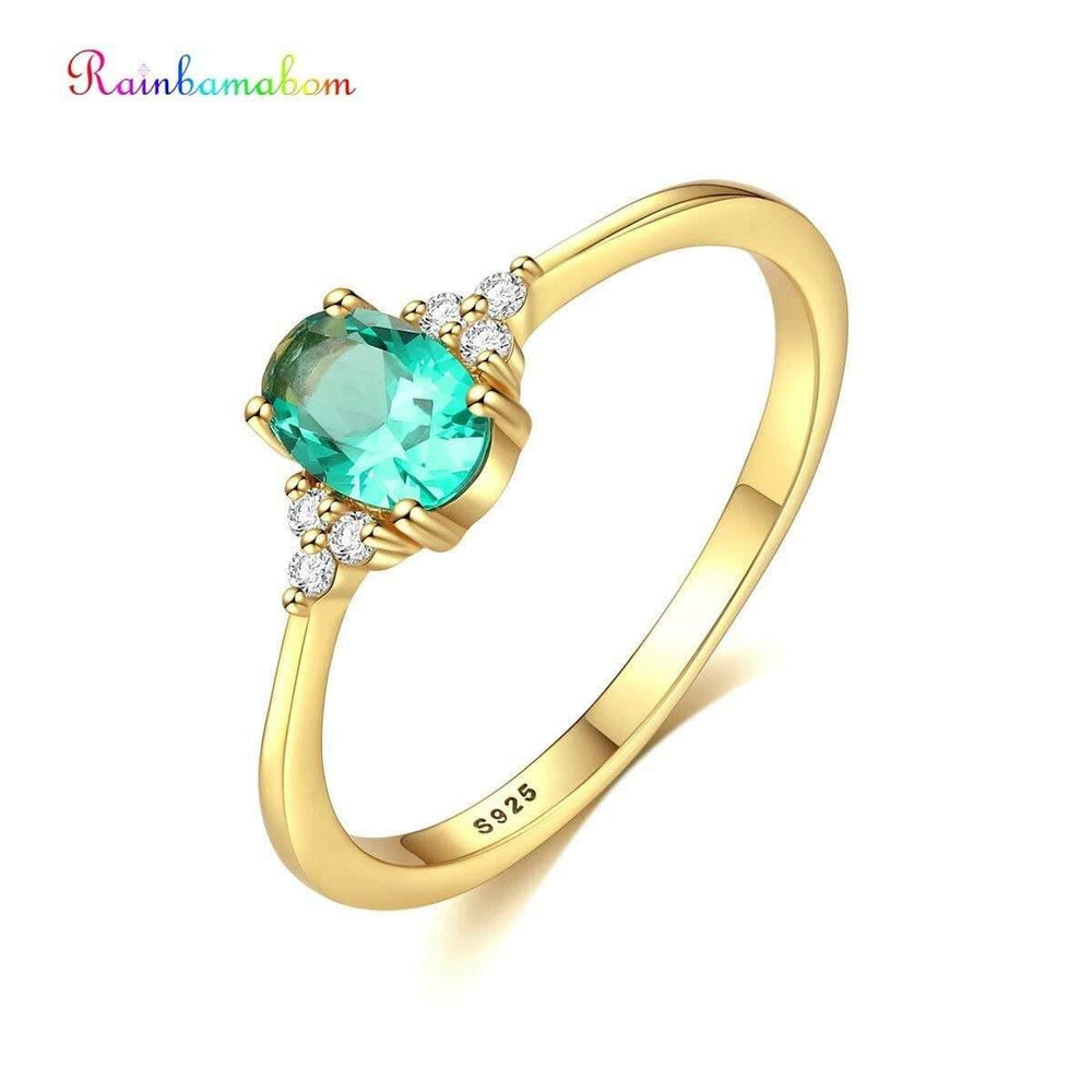 Planet Gates 925 Solid Sterling Silver Emerald Gemstone Wedding Engagement Diamonds Ring Women Jewelry Gifts Wholesale