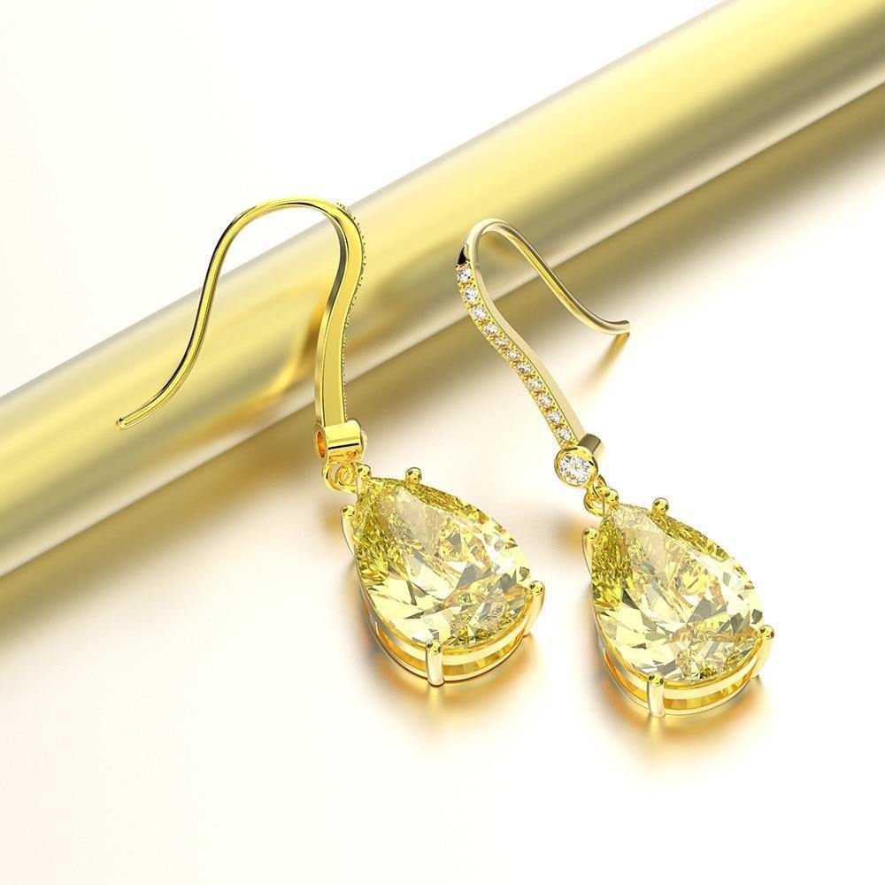 Planet Gates 925 Solid Sterling Silver Pear Citrine Gemstone Drop Dangle Diamonds Yellow Gold Earrings Fine Jewelry Wholesale